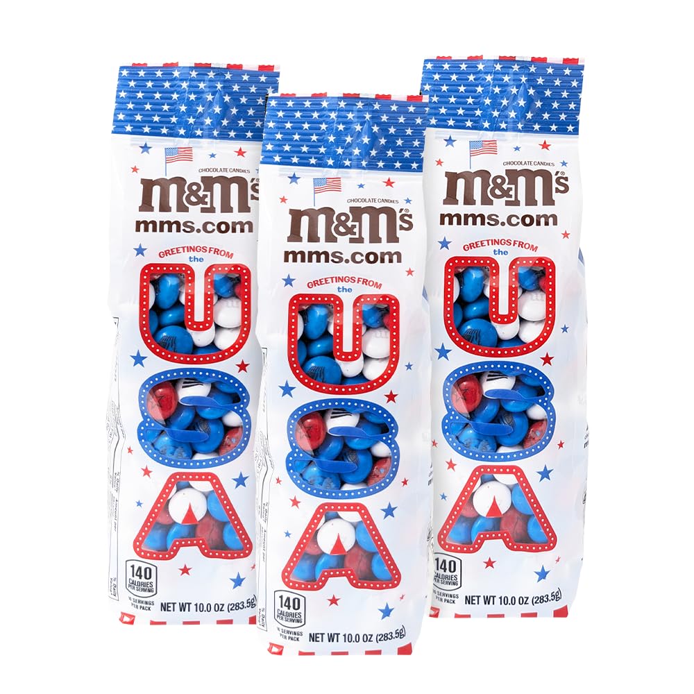 M&M'S USA Red, White, and Blue Patriotic Milk Chocolate Candy, 3 Pack