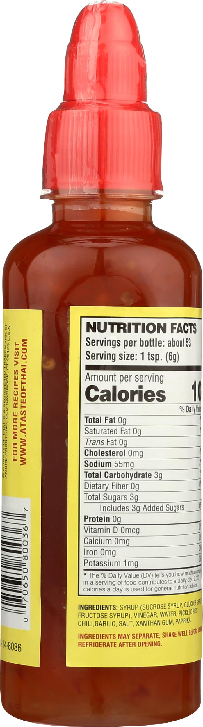 A Taste of Thai Sweet Chili Sauce - Authentic Thai Chili Sauce for Dipping, Stir-Fry, & Marinades - Asian Red Hot Sauce with Sweet Tangy Flavor