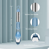Neilgo 3-IN-1 Soap Dispensing Dish Brush Kitchen Scrub Brush Automatic Liquid Addition Brush Soap Control Dishwand Brush with Handle (Blue)