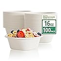 Homestockplus 16 Oz Small Paper Bowls Disposable Bowl - Sugarcane Fiber, Microwave & Freezer Safe, BPA-Free Eco-Friendly Compostable Bowls for Ice