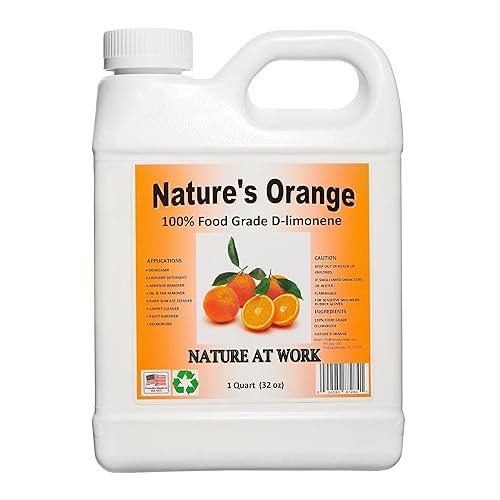 Nature's Orange 100% Pure Food Grade D-Limonene (Orange Oil Limonene Extract. Citrus Cleaner, Degreaser, and Deodorizer) 32 Fl. oz