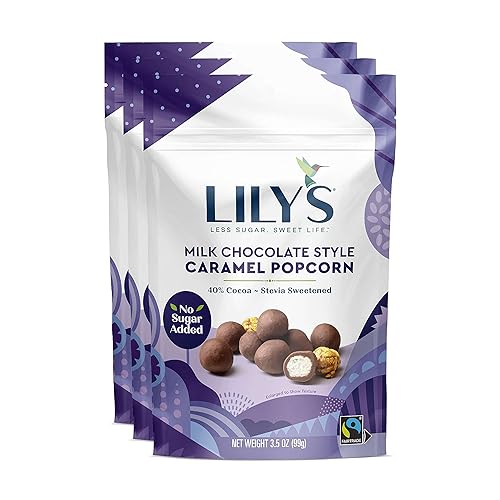 Lily's Milk Chocolate Style Caramel Popcorn By Sweets, Stevia Sweetened, No Added Sugar, Low-Carb, Keto Friendly, Fair Trade, Gluten-Free & Non-Gmo