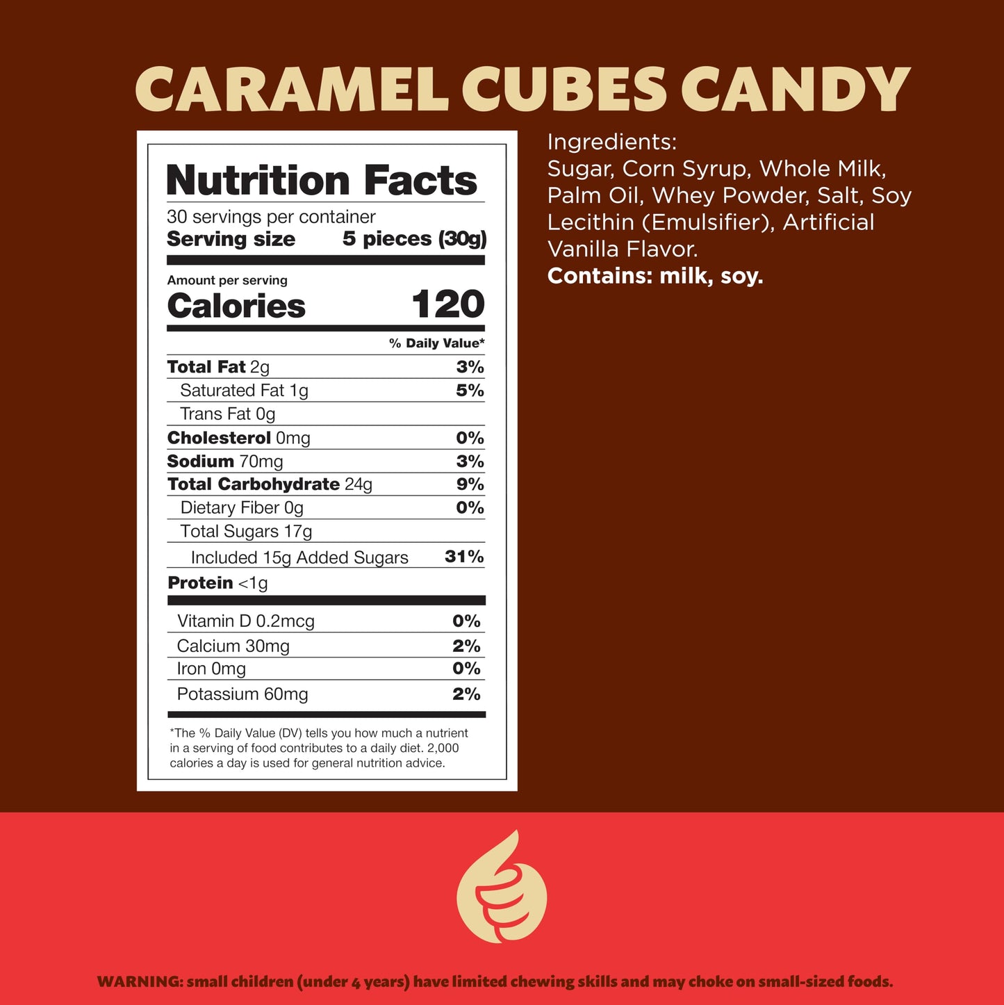 Caramel Cubes Candy | 2-Pound Pack | Vanilla Classic Chewy Squares | Individually Wrapped Caramel Candy Bulk for Sharing, Snacking, Gifting
