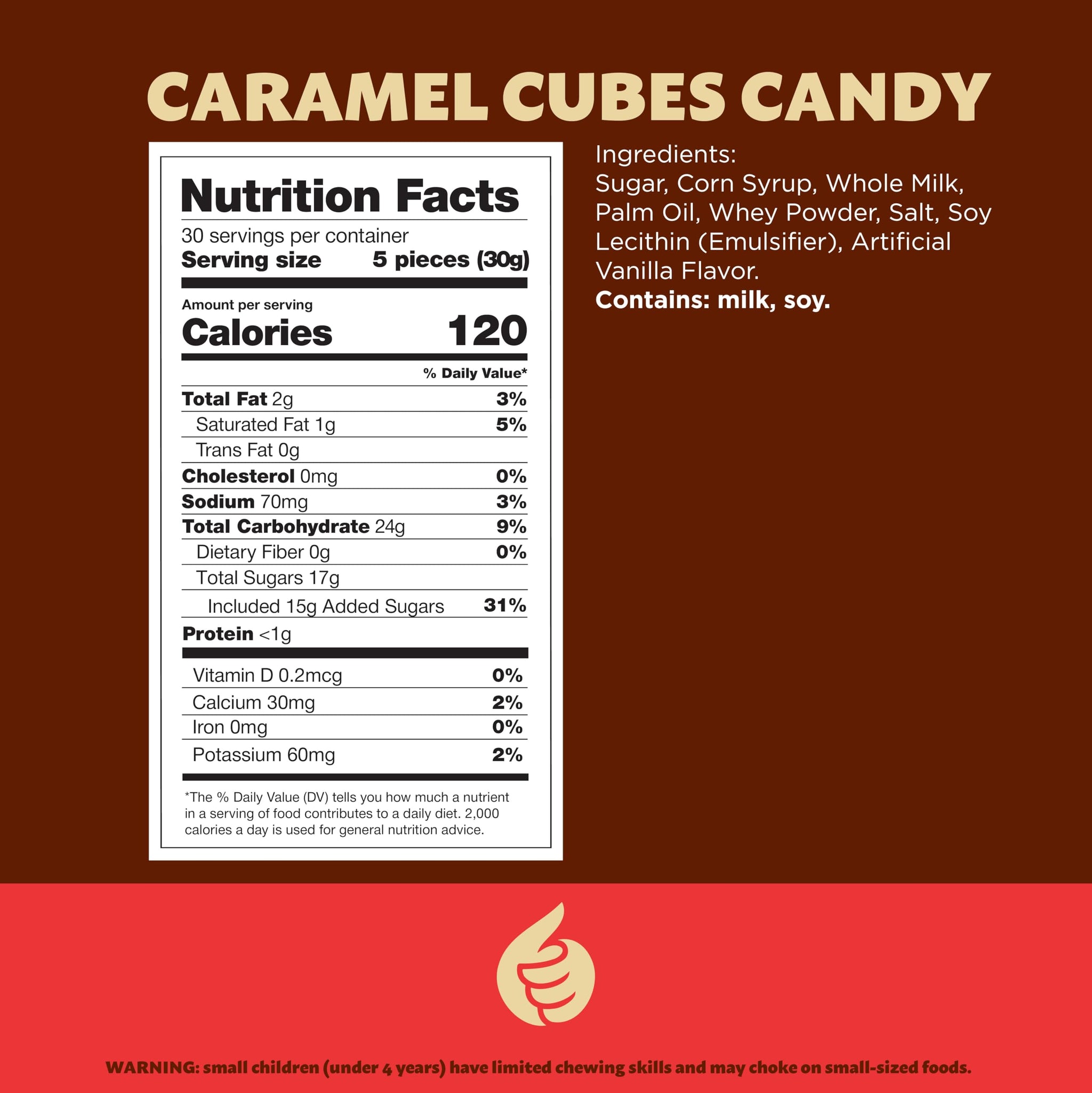 Caramel Cubes Candy | 2-Pound Pack | Vanilla Classic Chewy Squares | Individually Wrapped Caramel Candy Bulk for Sharing, Snacking, Gifting