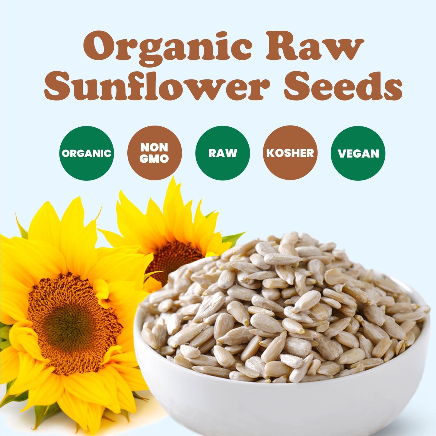 Food to Live - Organic Sunflower Seeds, 2 Pounds - Hulled, Raw, Non-GMO, Dried Kernels, Unsalted, Kosher, Vegan, Keto, Paleo, Sirtfood, Bulk