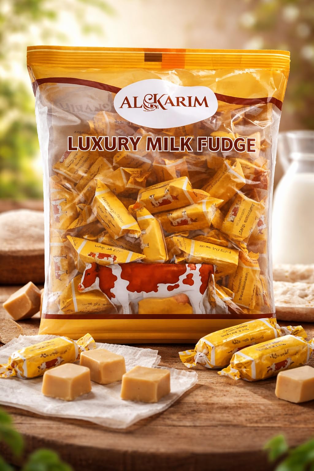 AL-KARIM Luxury Milk Fudge Candy, Individually Wrapped, 800 g (28.2 oz)