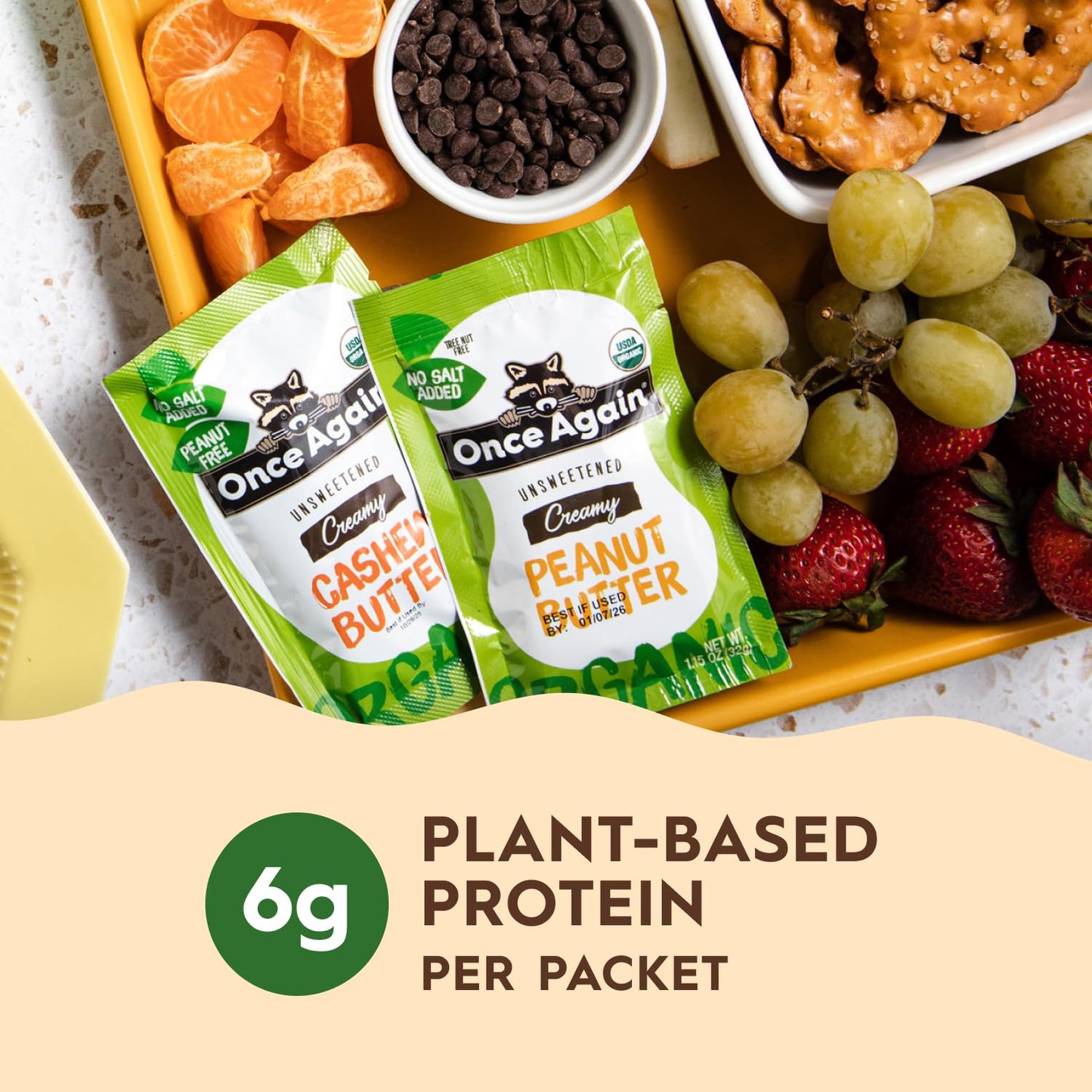 Once Again Organic Cashew Butter Packets - Individual Nut Butter Packets - No Sugar or Salt Added Snack Pouches - Single Serve Squeeze Packs - Vegan