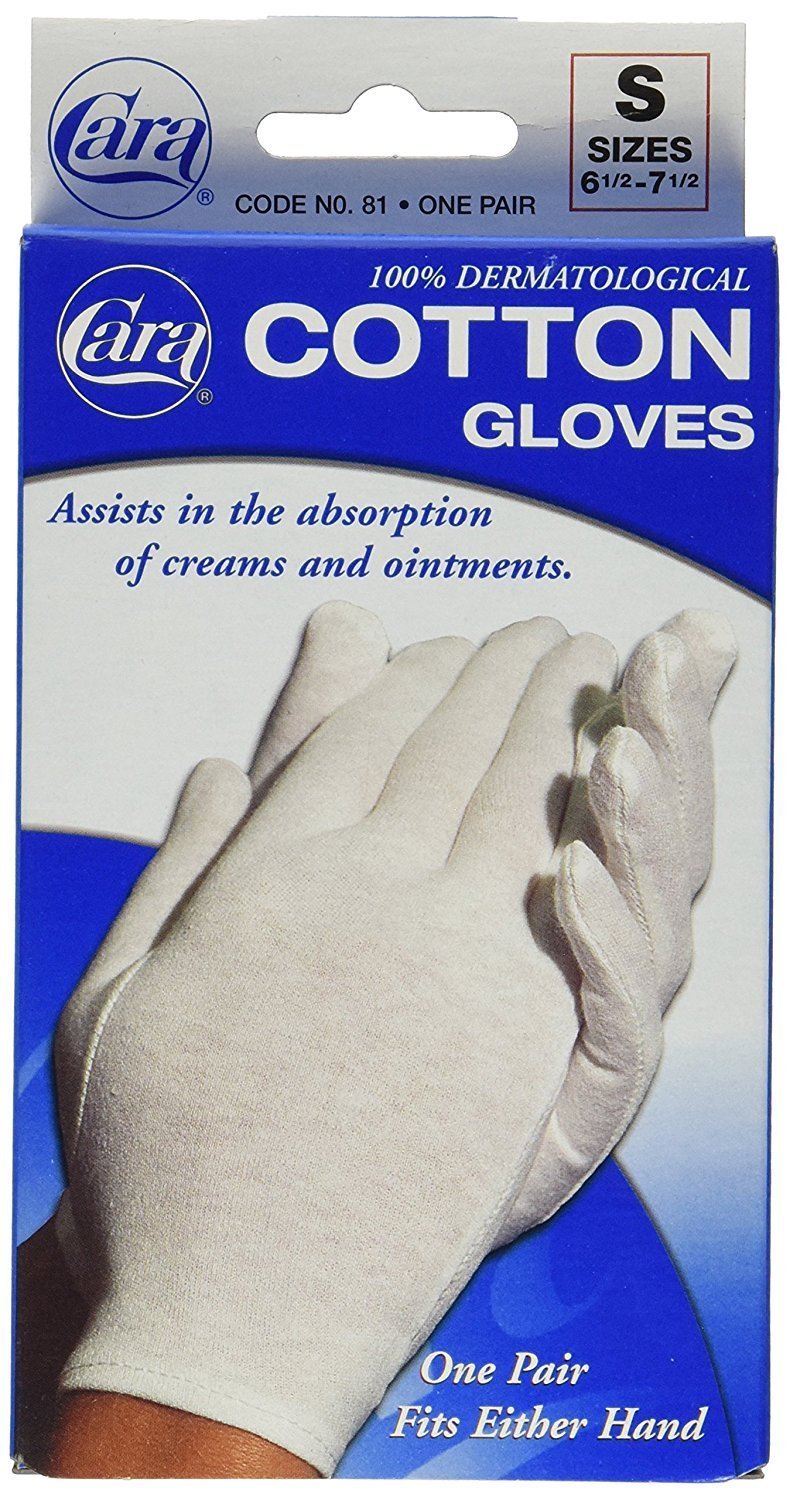 Cara 100% Dermatological Cotton Gloves Small 1 Pair (Pack of 5)