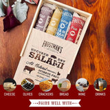 Foustman's Salami Wooden Gift Box, Artisan, Nitrate-Free, Naturally Cured, Flavors - San Francisco Style Pork, Cabernet Wine, Beef, and Pepperoni