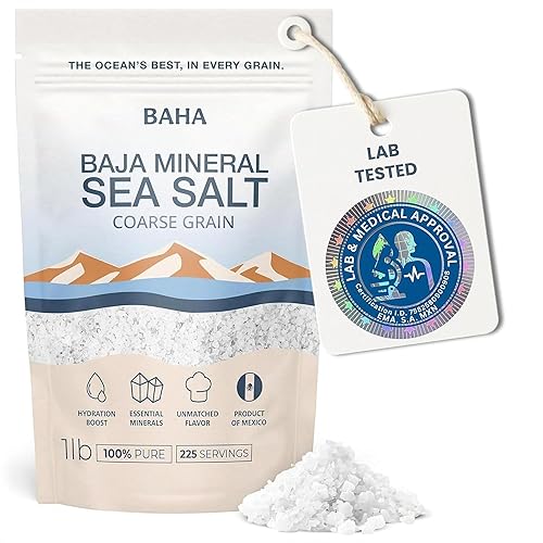 BAHA - 1 lb. Baja Mineral Sea Salt | Original Natural Grain Baha Mineral Salt from Sea of Cortez | Low Sodium & Mineral | For Cooking, Plating and