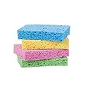 HIC Kitchen Pop-Up Sponges, Rectangular, Natural Vegetable Cellulose, Set of 4