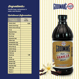 Goodman's Pure Vanilla Extract - Gluten-Free, Non-GMO, Kosher, Low Carb & Low Calorie - Madagascar Bourbon Vanilla Extract Ideal for Baking, Cooking
