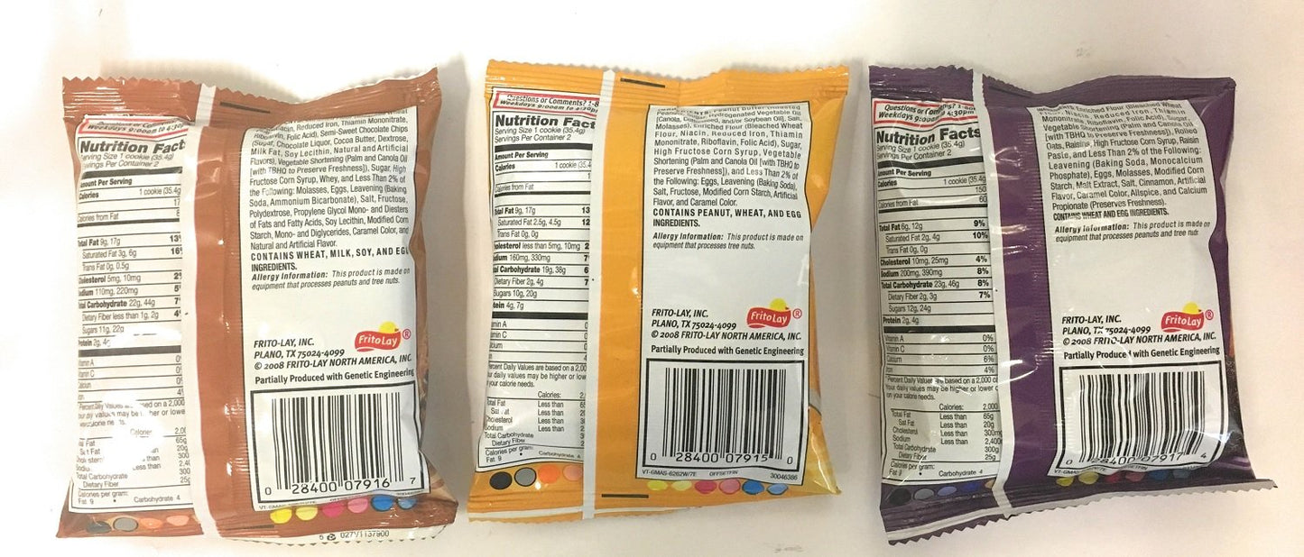 Grandma's Cookies 2.5 Oz Packages Bundle of 15 Pack in Three Flavors: 5 Each of Oatmeal Raisin, Peanut Butter, and Chocolate Chip