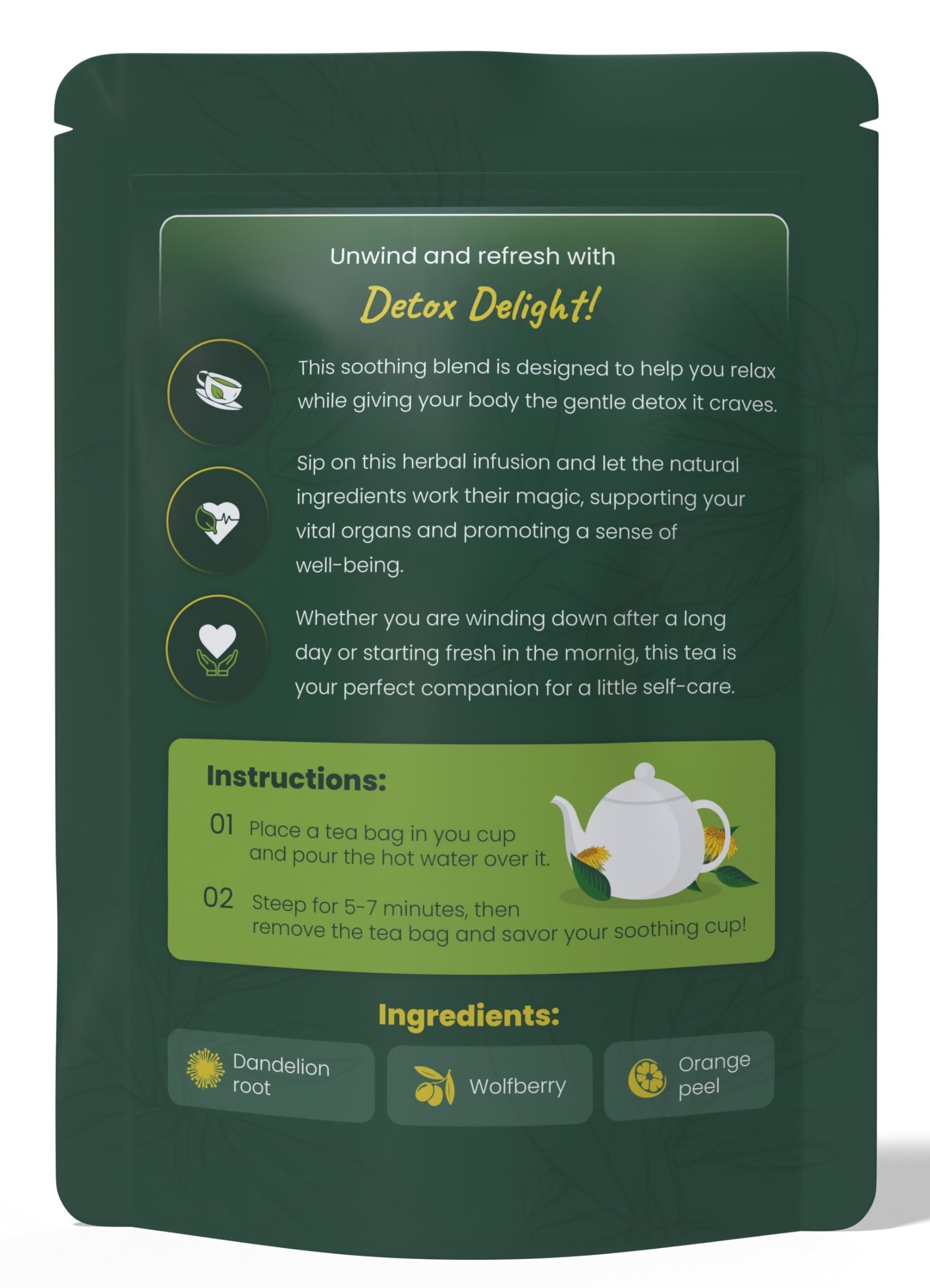 Dandelion Wolfberry Tea - Liver Cleanse, Detox & Repair, Kidney Detox - 100% Natural, Non-GMO, Premium Dandelion Root & Wolfberry Blend - 150 g (25