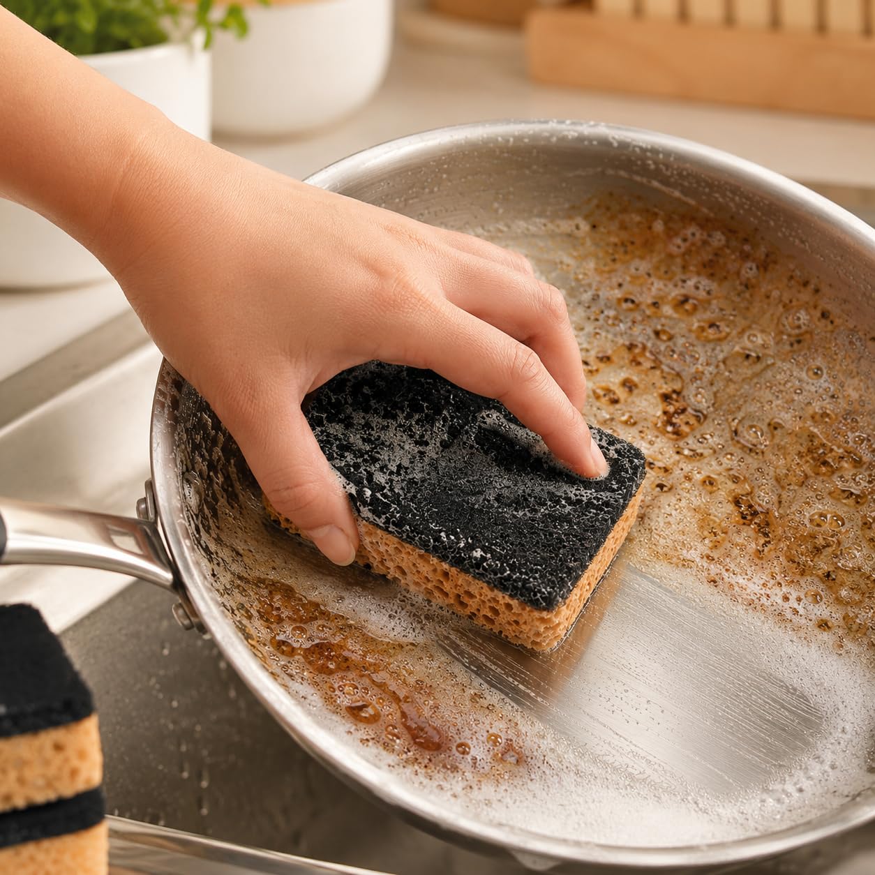 SOFTMED 10-Pack Heavy Duty Scrub Sponges, Dual-Sided Kitchen Cleaning Sponges for Dishwashing, Non-Scratch Scrubbers for Pots, Pans, and Household