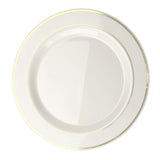 OCCASIONS 300 Pcs Set & 60 Guest Wedding Disposable Plastic Plate & Silverware Combo Set (Ivory & Gold Rim plates, Gold Silverware)