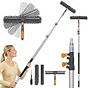 20FT Reach Window Squeegee with 5-13 FT Extension Poles, Extra-Large 14" Window Squeegee Window Cleaning Kit with Telescopic Pole,Window Cleaner Tool