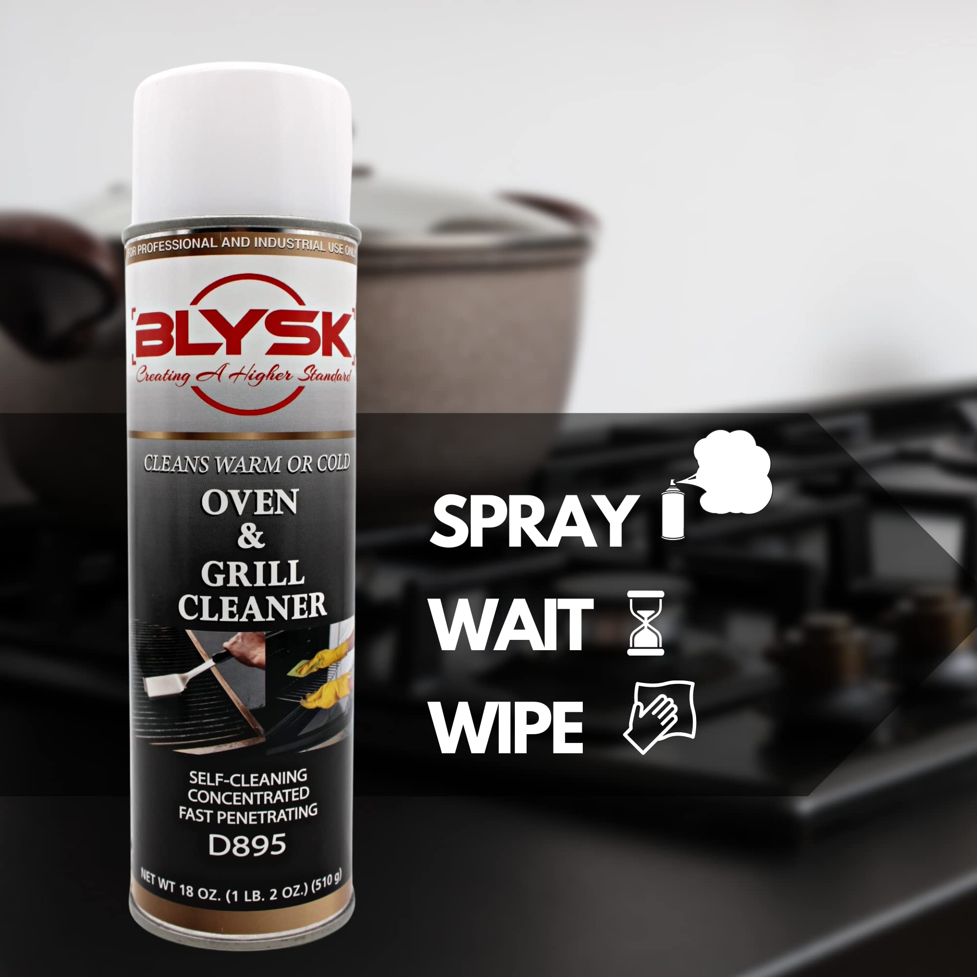 Blysk Oven & Grill Cleaner 18 oz (D895) heavy duty, fast penetrating, oil & grease remover