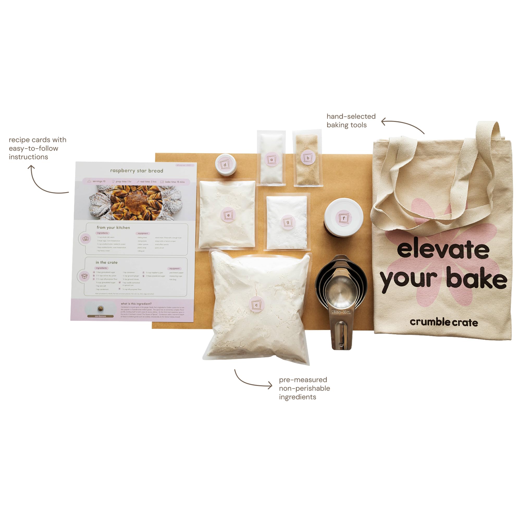 CrumbleCrate Raspberry Star Bread DIY Baking Kit | Artisan Bread Making Set for Adults | Pre-Measured Ingredients & Tools | Baking Gift