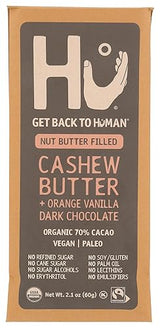 Hu Kitchen Organic Cashew Butter Orange Vanilla Dark Chocolate Bar, 2.1 OZ
