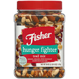 Fisher Snack Hunger Fighter Bulk Trail Mix, 38 oz (Pack of 1), Peanuts, Almonds, Dried Sweetened Cranberries and Soy Nuts, Snacks for Adults and Kids