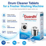GuardH Washing Machine Drum Cleaner Tablets 12 Count 216g Deep Cleaning and Descaling Tablets for HE and Standard Washers Removes Residue Odor