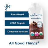 KATE FARMS Organic Nutrition Shake, Strawberry, 16g Protein, 27 Vitamins and Minerals, Meal Replacement Shake, 11 oz (6 Pack)