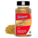 Bakerpan Gold Sprinkles Edible for Cupcakes, Gold Jimmies Sprinkles for Cake Decorating - 4.3 Ounces (Made in USA)