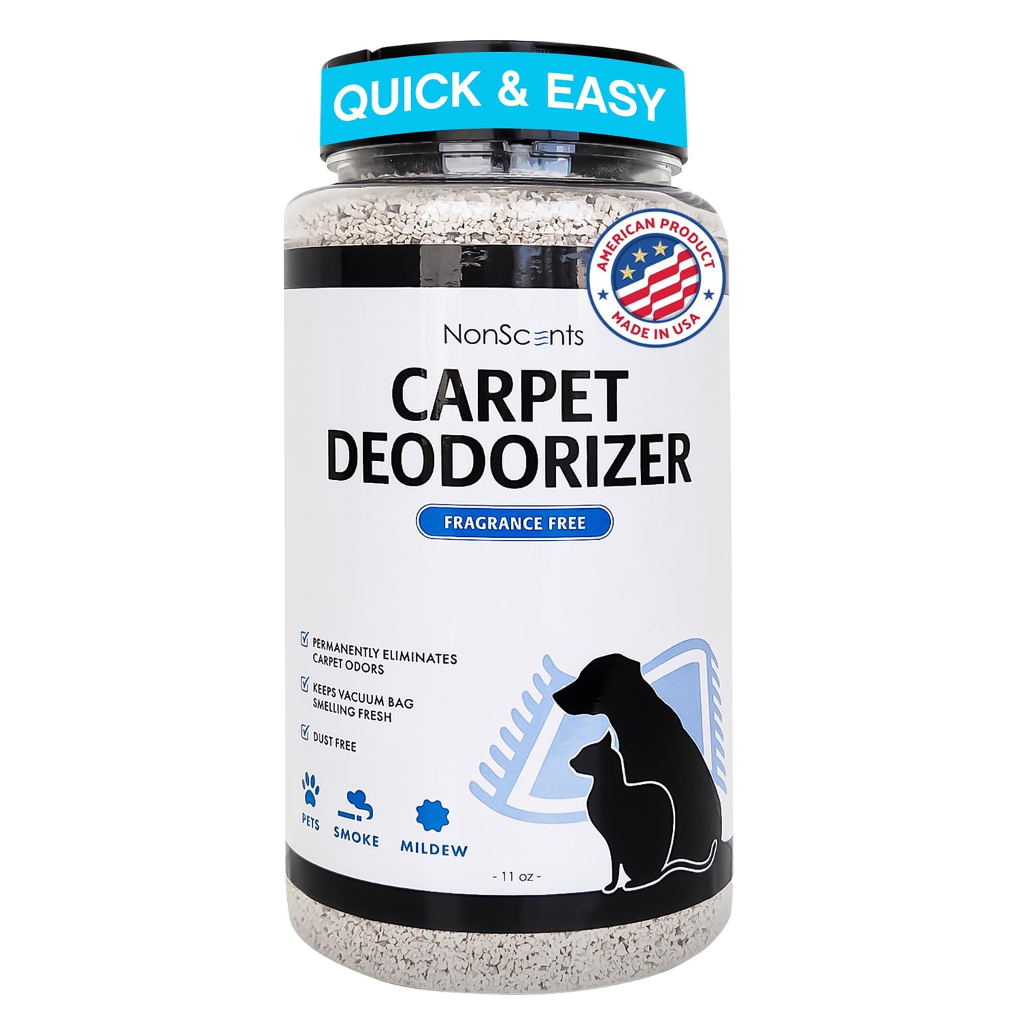 NonScents Carpet & Rug Odor Eliminator - Safe & Fragrance-Free Pet Carpet Deodorizer - Cat and Dog Smell Neutralizer - Removes Pet Urine Odors - Fresh