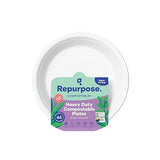Repurpose 9 Inch Compostable Plates, Heavy Duty Paper Plates Microwave Safe, Plant-Based Paper Plate Alternative, White, 44 Count, 1 Pack