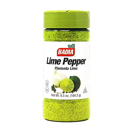 Badia Lime Pepper Seasoning, 6.5 oz - Pepper, Garlic & Onion, Zesty Citrus Blend for Chicken, Seafood & Vegetables