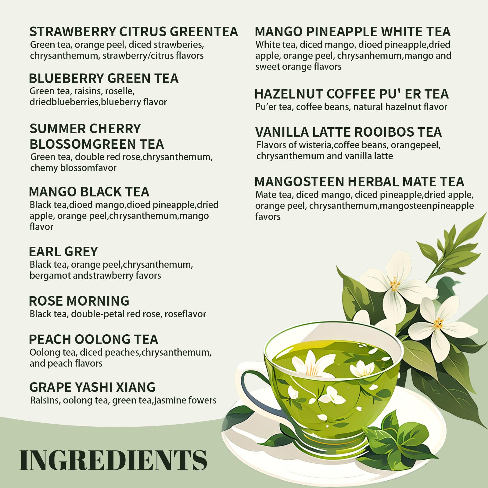 Pureleafia Herbal Fruit Tea Gift Set - 12 Artisan Flavors, 15g Loose Leaf Pouches, Hot & Cold Brew, Sugar-Free, High Concentration 5g for 2L Pitcher