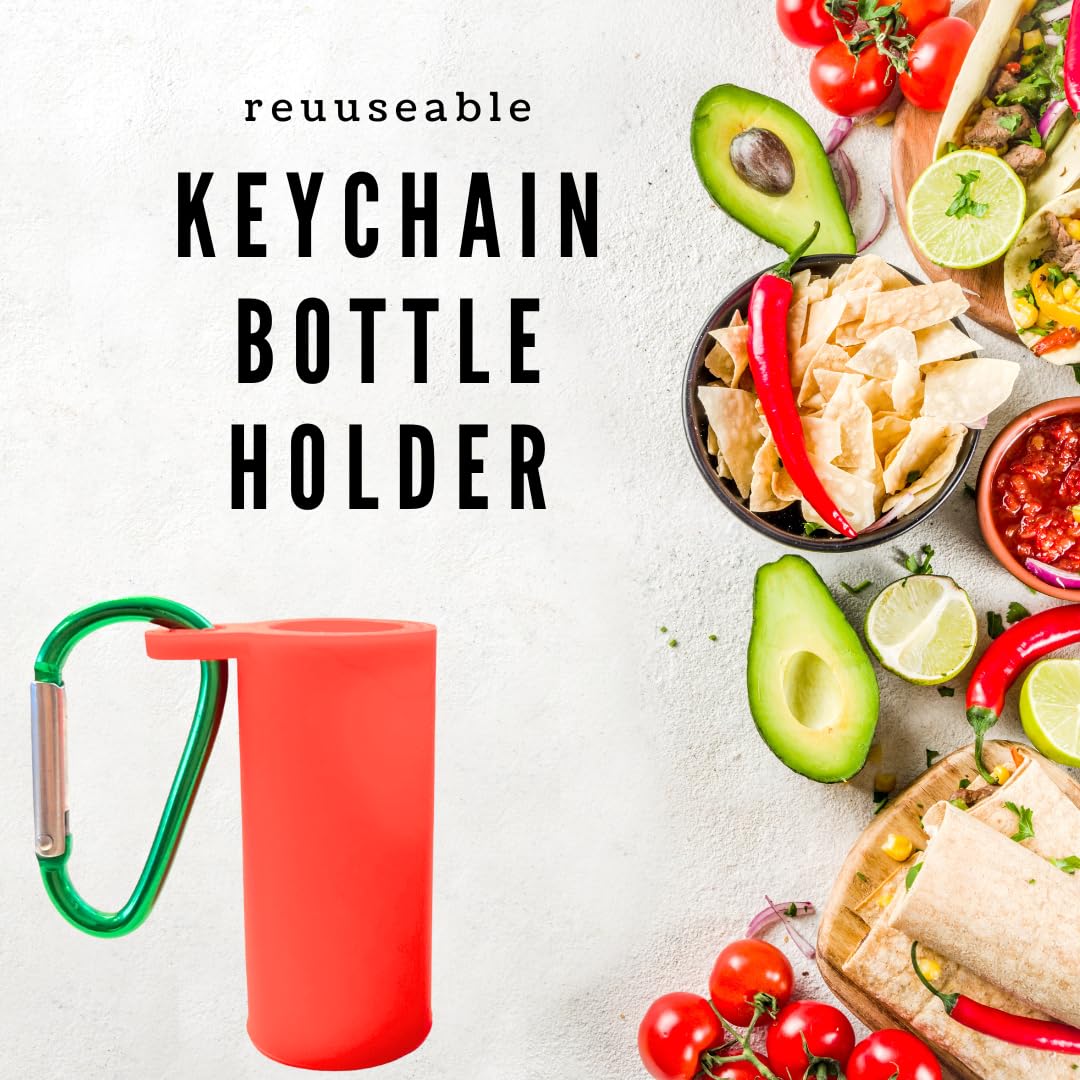Portable 0.35oz Tajín Seasoning Bottle | On-the-Go Chili-Lime Flavor Enhancer Silicone Keychain Holder with Carabiner | Mini Travel Spice Kit (5 Pack)