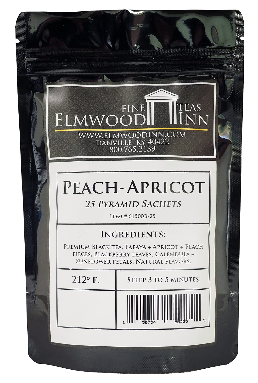 Elmwood Inn Fine Teas, Peach Black Tea, 25 Pyramid Sachets