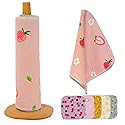 Minasuki Reusable Paper Towels Washable Roll - Paperless Paper Towels with Cardboard Roll,25 Pack Cloth Kitchen Towels,Super Absorbent and Soft