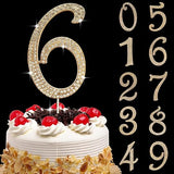 Large Number 6 Birthday Cake Topper, Gold Bling Rhinestone Happy 6th Birthday Cake Topper, No 1 10 16 18 21 30 40 50 60 70 80 Cake Toppers