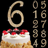 Large Number 6 Birthday Cake Topper, Gold Bling Rhinestone Happy 6th Birthday Cake Topper, No 1 10 16 18 21 30 40 50 60 70 80 Cake Toppers