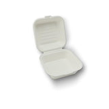 Stalkmarket 100% Compostable Natural Plant Fiber Hinged Container, Hamburger Box, 250-Count Case