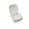 Stalkmarket 100% Compostable Natural Plant Fiber Hinged Container, Hamburger Box, 250-Count Case