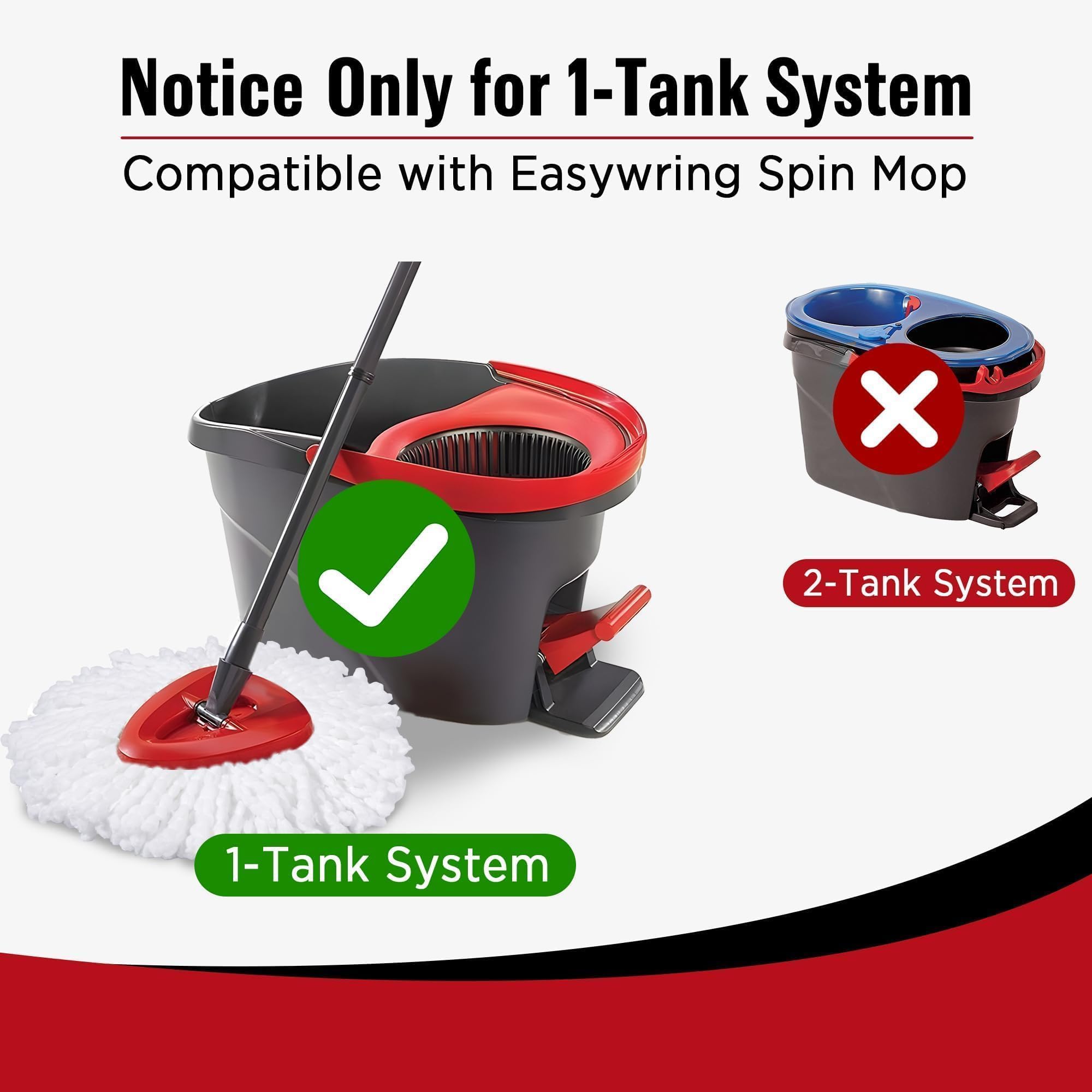 Mop Head Replacement for O-Cedar - Spin Mop Replacement Head - Microfiber Easywring Mop Heads with 1-Tank System, Machine Washable Mop Refill?Durable