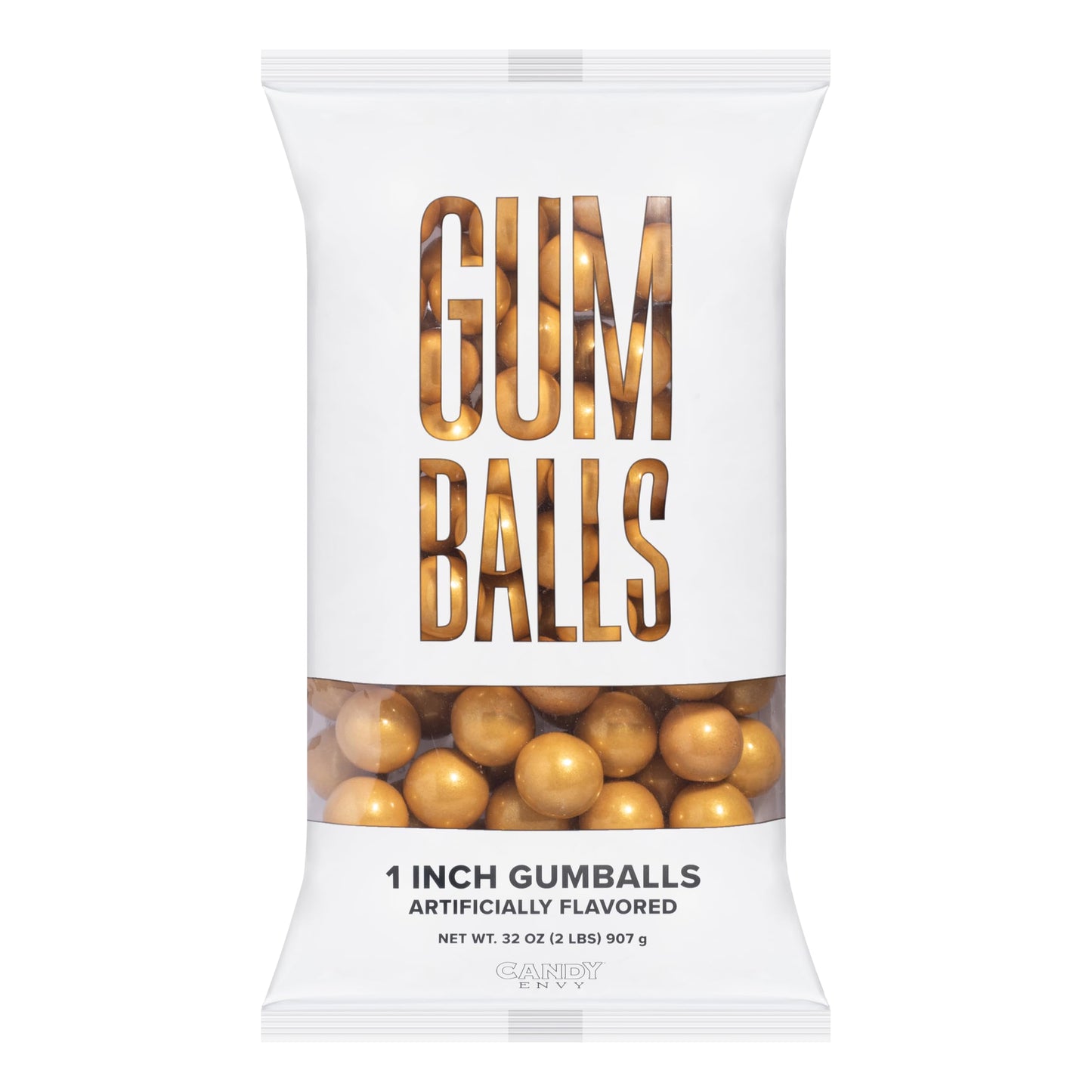 Candy Envy - Shimmer Gold Gumballs - 1 Inch - Approximately 113 Gumballs Per 2lb Bag - Bulk Gold Candy - North American Made & Kosher Certified