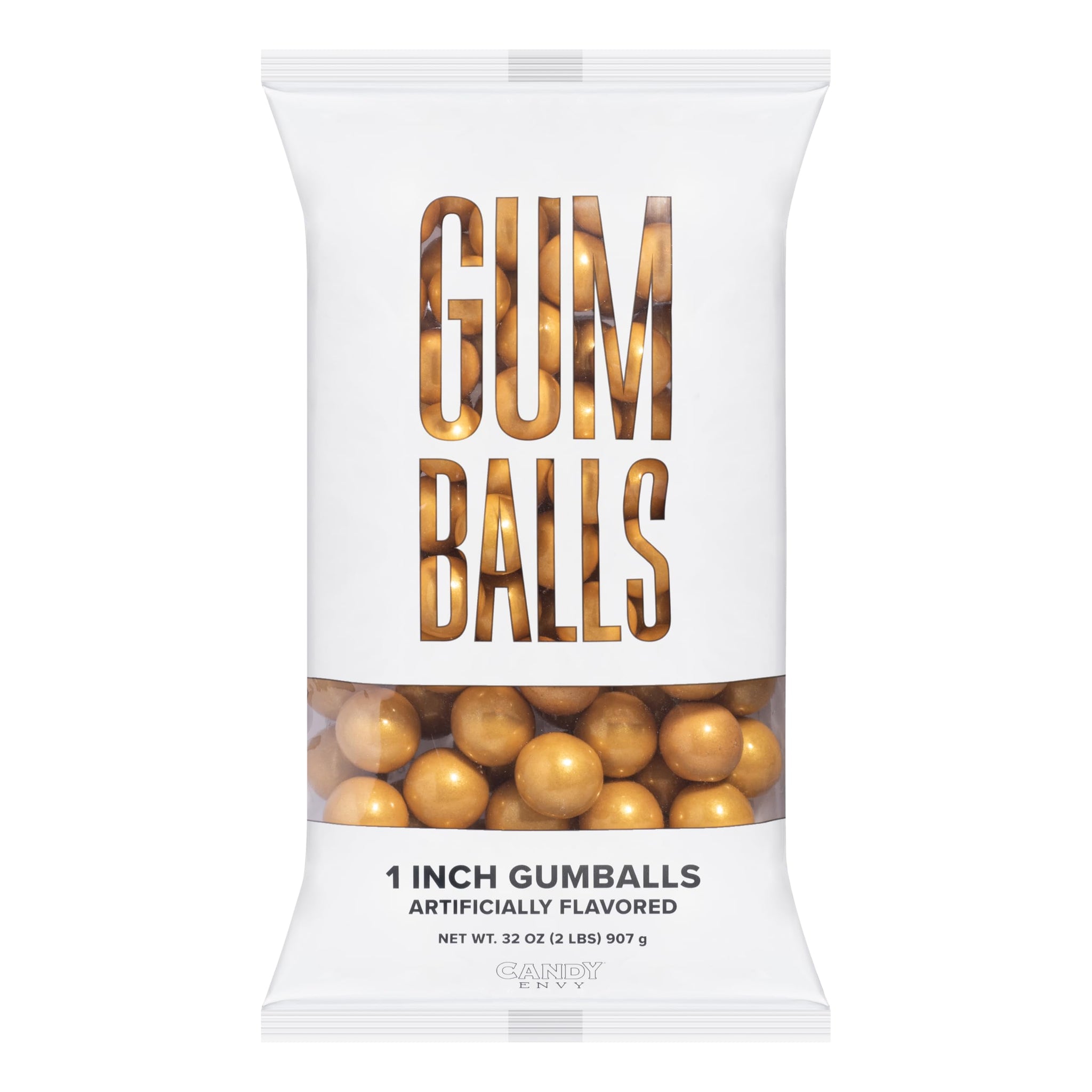 Candy Envy - Shimmer Gold Gumballs - 1 Inch - Approximately 113 Gumballs Per 2lb Bag - Bulk Gold Candy - North American Made & Kosher Certified