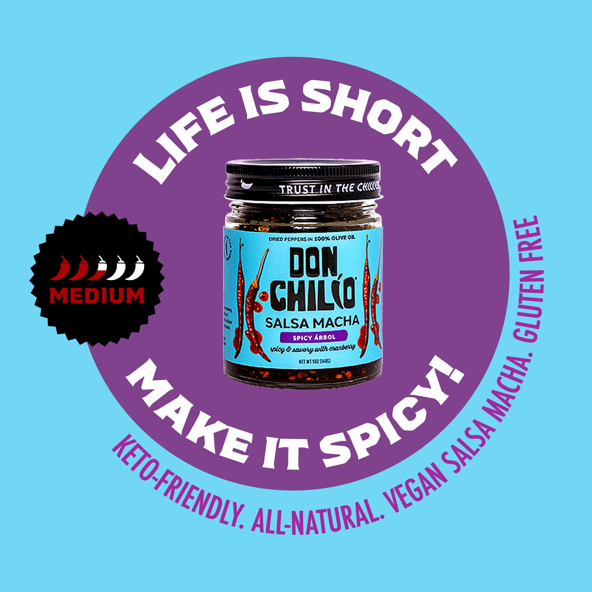 Don Chilio Spicy Cranberry Salsa Macha Chili Oil, 5 oz, 2 Pack - Pasilla & Arbol Dried Chili Peppers - Delicious Mexican Chili Oil in 100% Olive Oil