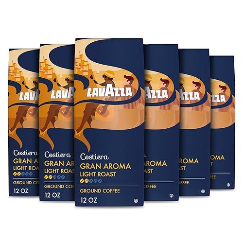 Lavazza Costiera Gran Aroma Ground Coffee 6 Bags of 12oz, Light Roast, Smooth and Aromatic Taste, Intensity 2/5, 100% Arabica, Ideal for Drip Brewers