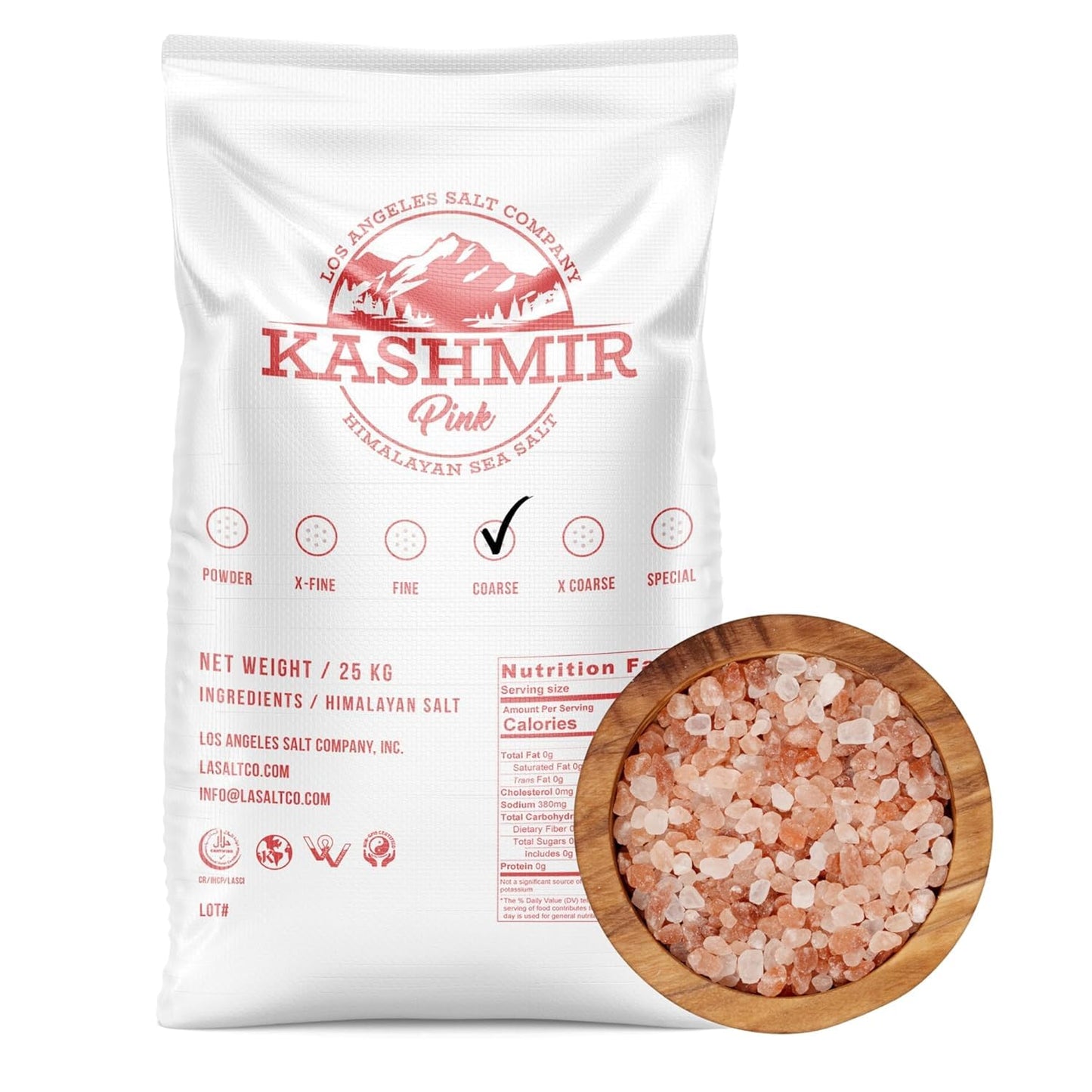 LA SALT CO Kashmir Pink Himalayan Salt COARSE 55 lbs | Pure, Food Grade with 84 Trace Minerals | Supports Healthy Circulation & Helps Reduce