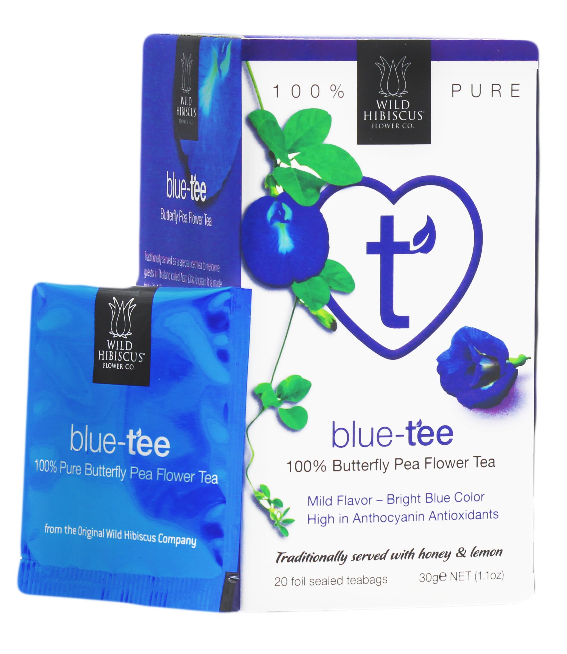 Wild Hibiscus Blue-Tee 100% Pure Butterfly Pea Flower Tea - 1.1 oz