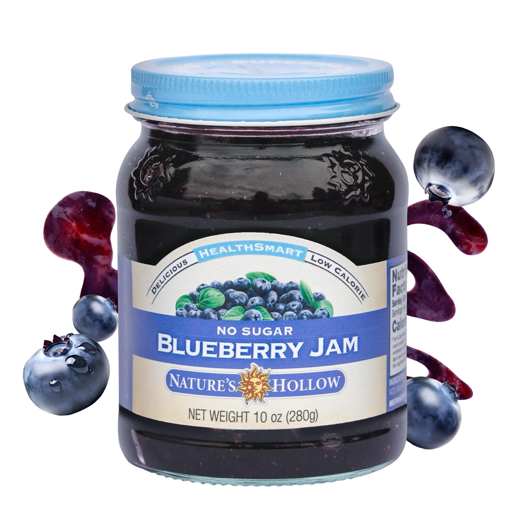 Nature's Hollow Blueberry Jam: Sugar Free Jam and Preserves, Low Cal, Non GMO, Keto Jam, Vegan, Gluten Free, and Diabetic Friendly - Sugar Free Jelly