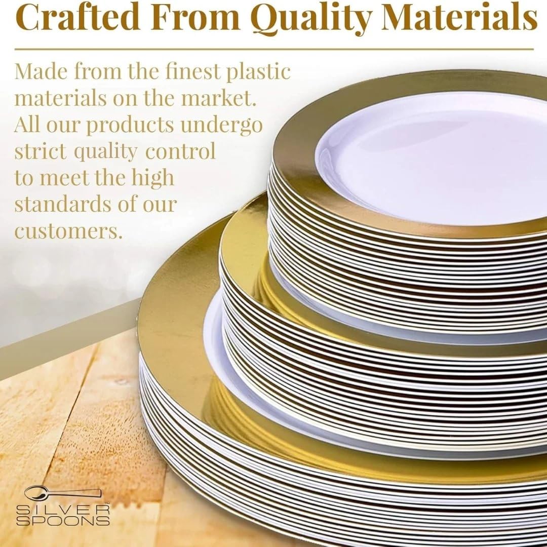 SILVER SPOONS Elegant Disposable Plates For Party - (10 pc) Heavy Duty Disposable Dinner Set 10.25”, Fine Plastic Dishes For Elegant China Look, Great