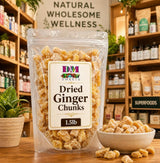 Dried Ginger Chunks - 1.5 lb Bulk Bag of Spicy Sweet Ginger Pieces for Snacking, Baking, Tea, Trail Mix