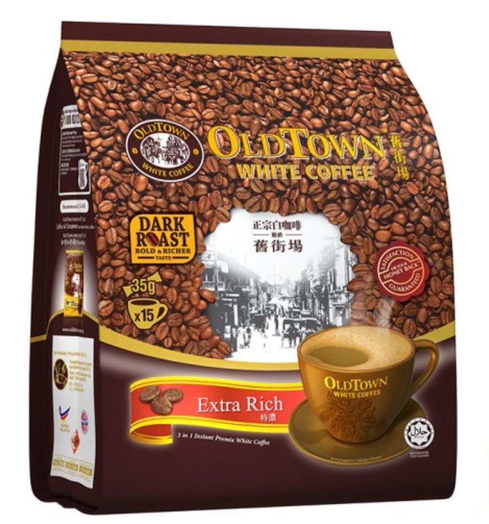Old Town White Coffee 3 in 1 Extra Rich Flavor Dark Roast (4 pack x 15 sachets) Imported from Malaysia